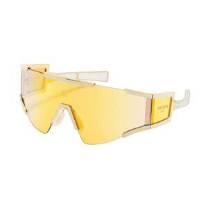 A-51. Balmain Flèche Titanium Gold-Tone Shield Sunglasses